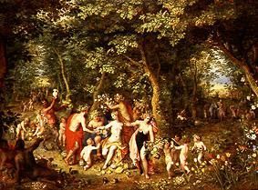Der Überfluss, oder Huldigung an die Götter, oder Vier Jahreszeiten von Jan Brueghel d. Ä.