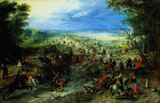Raid on a caravan of wagons von Jan Brueghel d. J.