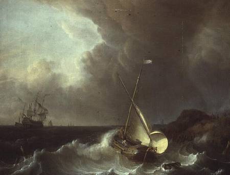 Galleon in Stormy Seas von Jan Claes Rietschoof