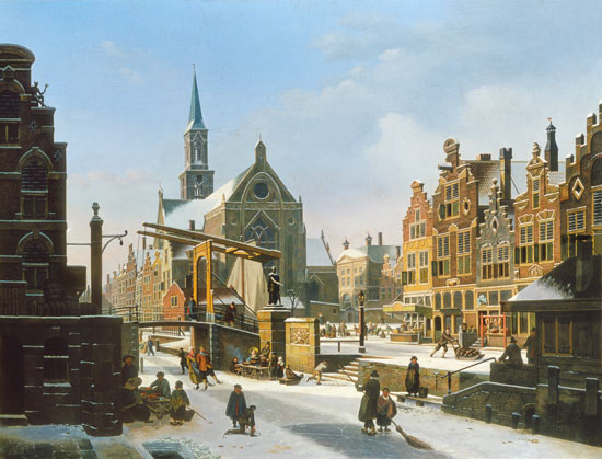 Winterliche Stadt-Szene von Jan Hendrik Verheyen