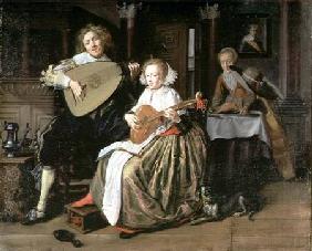 A Young Man Playing a Theorbo and a Young Woman Playing a Cittern c.1630-32