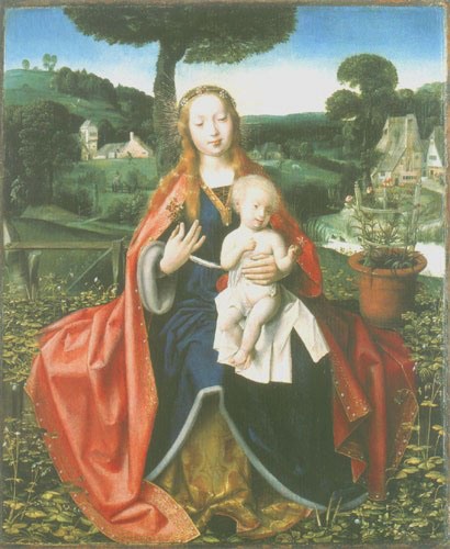 Madonna mit Kind in einer Landschaft von Jan Provost
