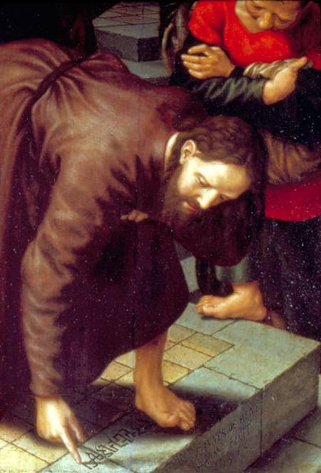 Christ and woman taken in adultery  (detail of 231478) von Jan Sanders van Hemessen
