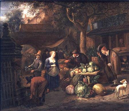 Market Scene (panel) von Jan Steen