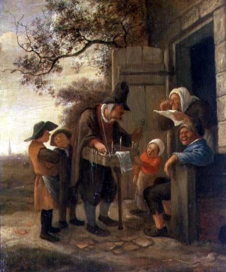 A Pedlar selling Spectacles outside a Cottage von Jan Steen