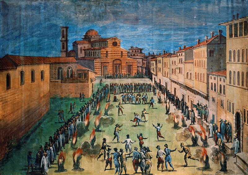 A public festival in the Piazza Santo Spirito, Florence von Jan van der Straet