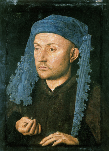 Bildnis eines Mannes mit blauer Kopfbedeckung von Jan van Eyck