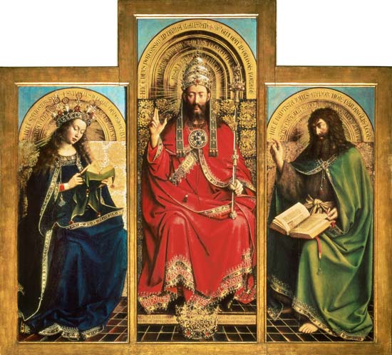 Genter Altar - Maria, Gottvater und Johannes der Täufer von Jan van Eyck