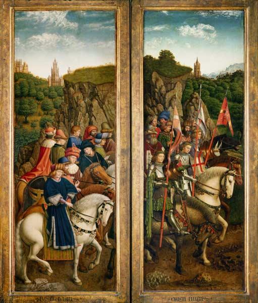 Genter Altar - Die gerechten Richter (links) und die Streiter Cristi (rechts) 1432