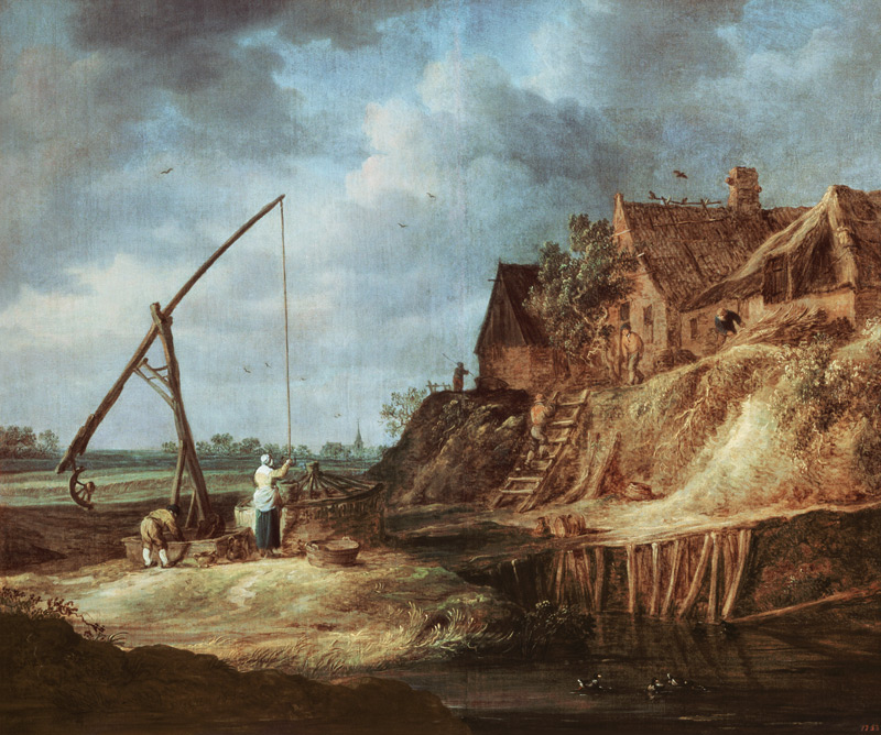 Landschaft mit Ziehbrunnen von Jan van Goyen