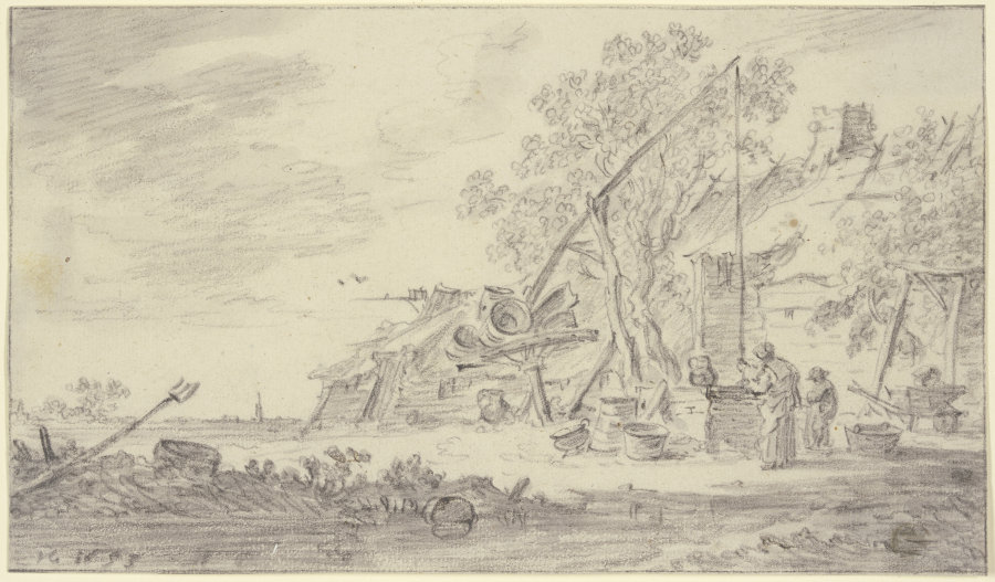 Ziehbrunnen mit hohem Hebebalken von Jan van Goyen