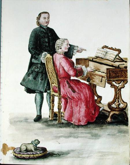 A Singer at the Clavichord with her Teacher von Jan van Grevenbroeck