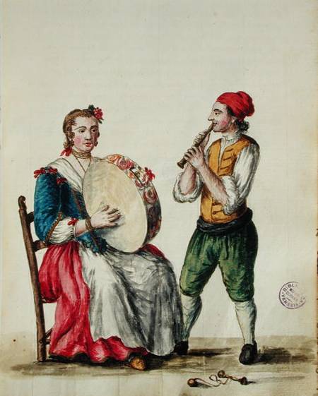 Venetian Musician (pen & ink and w/c on paper) von Jan van Grevenbroeck