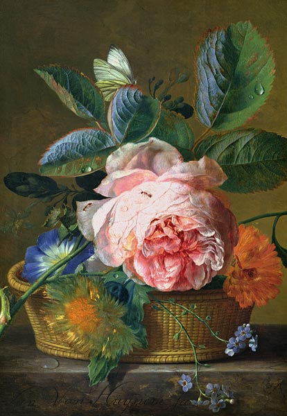 A Basket with Flowers von Jan van Huysum