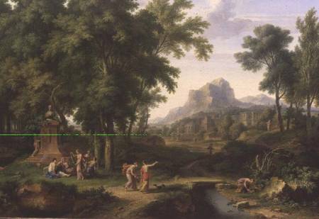Arcadian Landscape with a Bust of Flora von Jan van Huysum