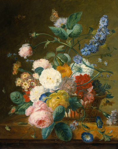Still life with Flowers in a Basket von Jan van Huysum