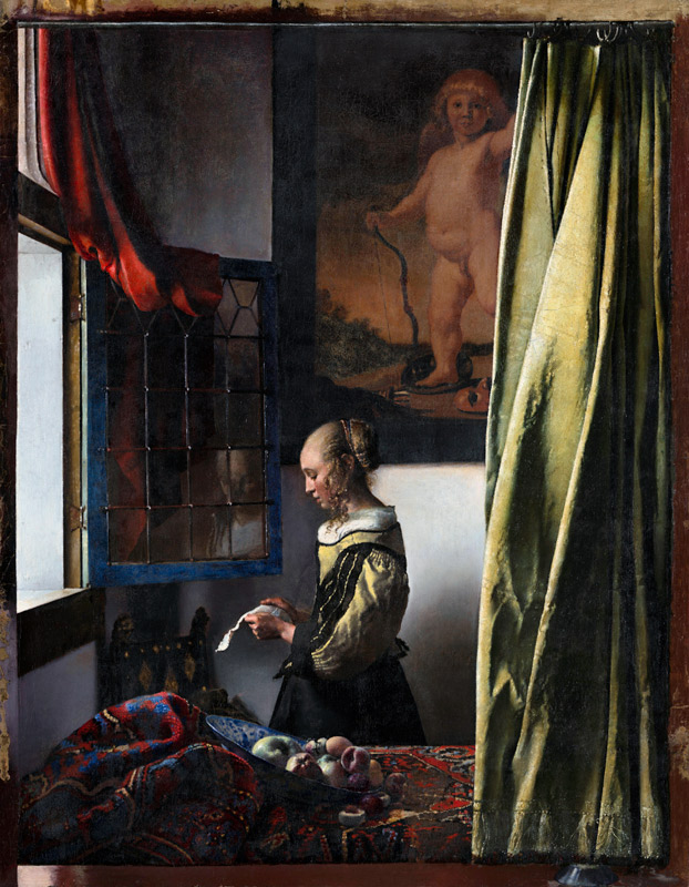  Brieflesendes Mädchen am offenen Fenster (Nach der Restaurierung) von Johannes Vermeer
