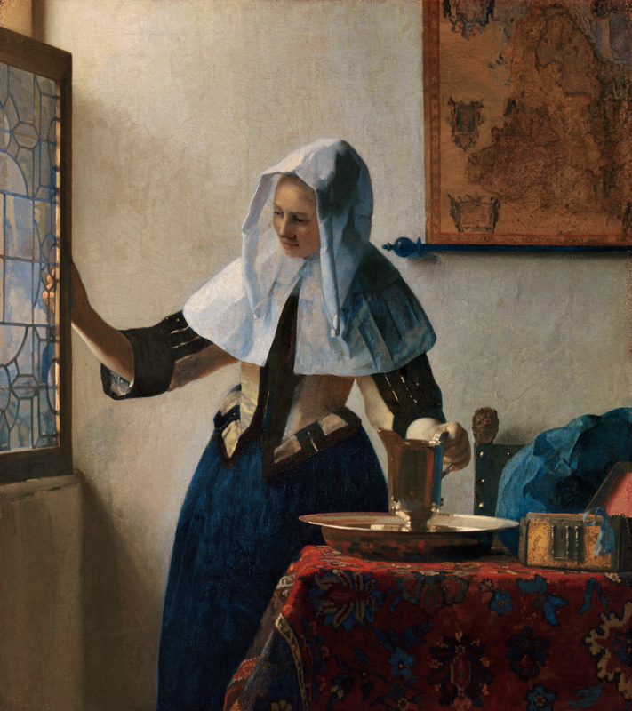 Junge Frau mit einem Wasserkrug am Fenster von Johannes Vermeer