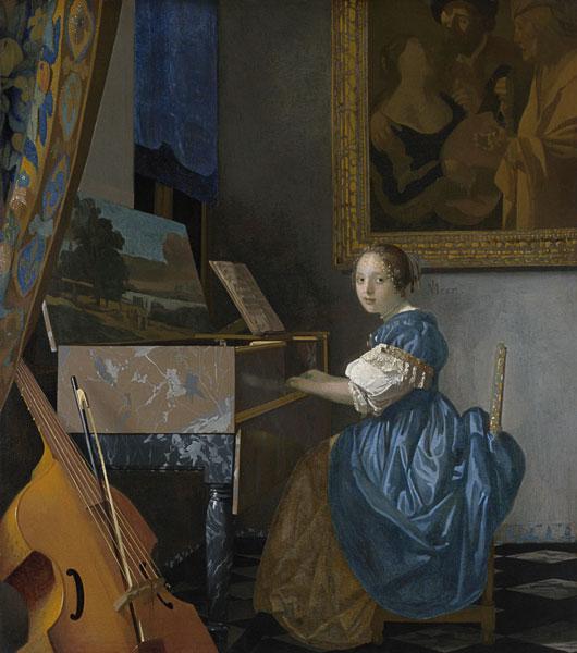 Junge Frau, an einem Virginal sitzend 1670-72