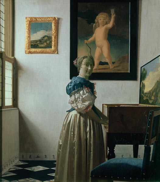 Woman standing a.virginal/c.1672 von Johannes Vermeer