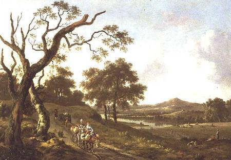 An Extensive Landscape with Pack Mules on a Country Road von Jan Wynants