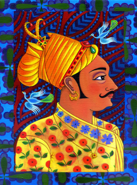 Maharaja with blue birds von Jane Tattersfield