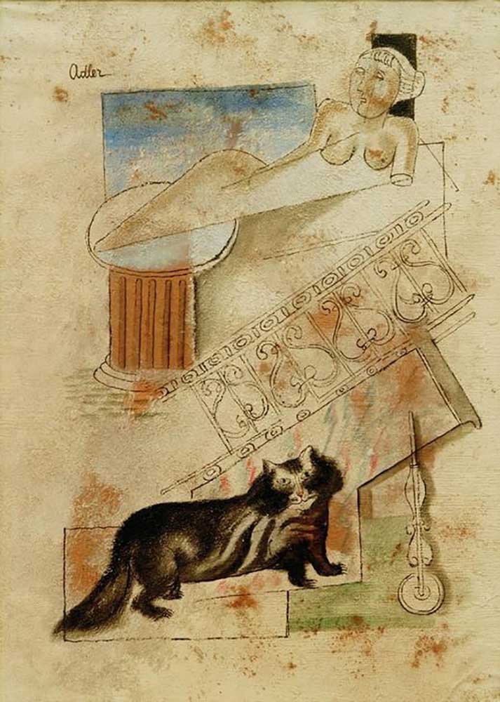 Katze und schwebende Jungfrau von Jankel Adler