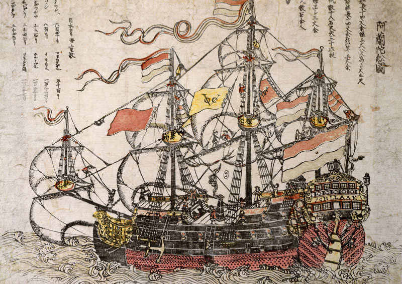 A Dutch Ship (colour woodblock print) von Japanese School
