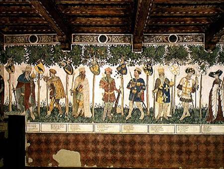 The Nine Worthies and the Nine Worthy Women, detail of Julius Caesar, Joshua, King David, Judas Macc von Jaquerio