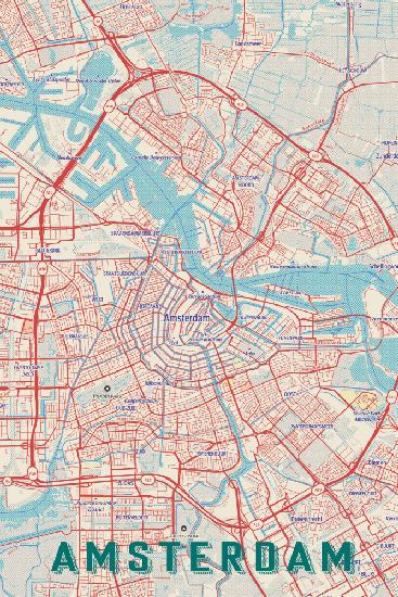 Retro-Karte Amsterdam