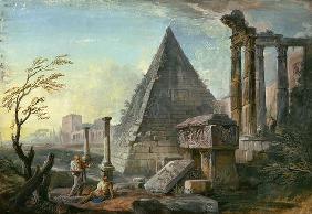 Pyramid of Caius Cestius at Rome (gouache on paper) 1780
