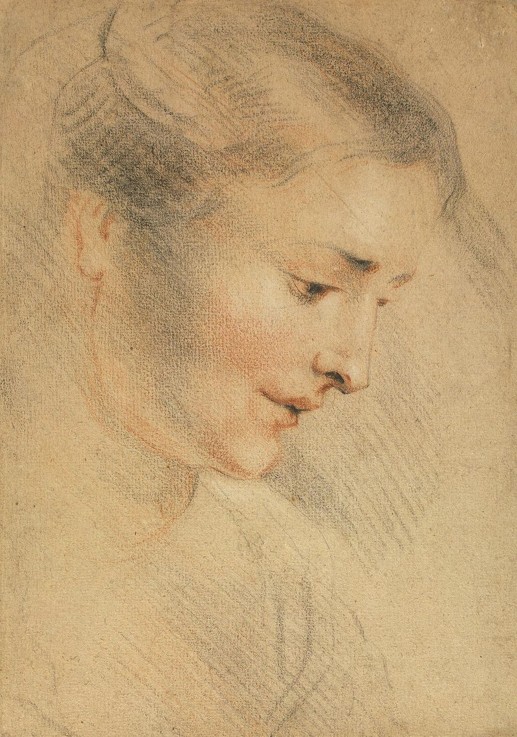 Skizze eines Frauenkopfes von Jean Antoine Watteau
