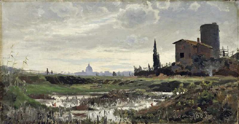 Blick auf Rom mit St von Jean-Antoine Watteau