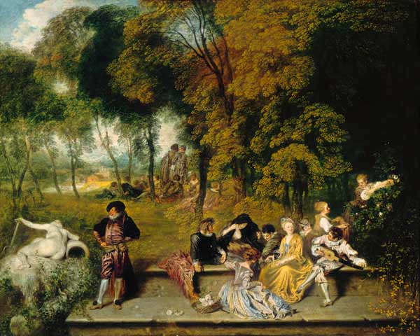 Reunion en plein air von Jean-Antoine Watteau