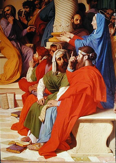 Jesus Among the Doctors, detail of the doctors and the Virgin Mary von Jean Auguste Dominique Ingres