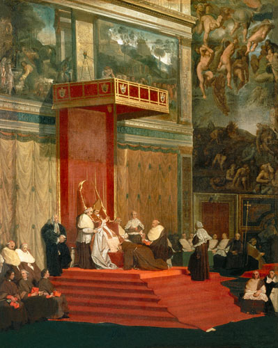 Pope Pius VII (Luigi Barnaba Chiaramonti) (1742-1823) attending chapel von Jean Auguste Dominique Ingres