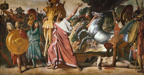 Romulus, der Sieger von Acron, trägt die reiche Beute in den Zeustempel von Jean Auguste Dominique Ingres