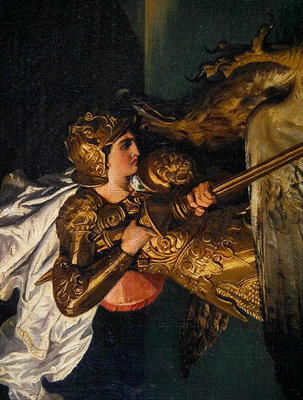 Ruggiero Rescuing Angelica, detail of Ruggiero, 1819 (oil on canvas) (detail of XIR 59757) von Jean Auguste Dominique Ingres