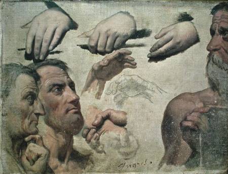 Study of Heads and Hands for the Apotheosis of Homer von Jean Auguste Dominique Ingres