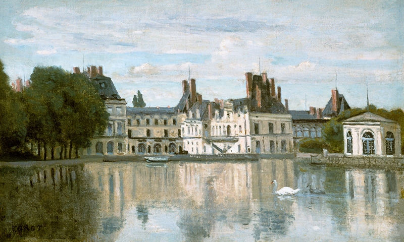 Blick zum Schloss Fontainebleau. von Jean-Baptiste Camille Corot