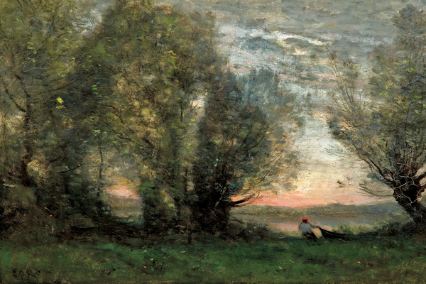 Der Fischer, die Abendstimmung von Jean-Baptiste Camille Corot