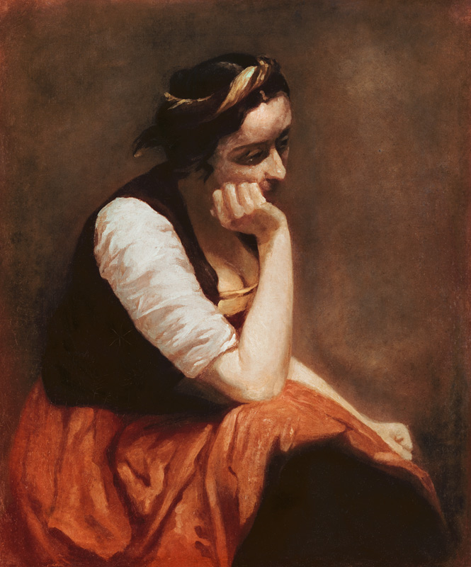 Sinnendes Mädchen von Jean-Baptiste Camille Corot
