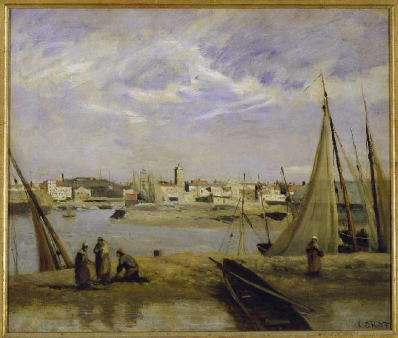 Blick über ein Hafenbecken von Dünkirchen von Jean-Baptiste Camille Corot