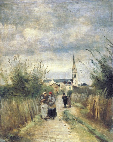 Auf dem Weg von der Kirche. Argenteuil von Jean-Baptiste Camille Corot