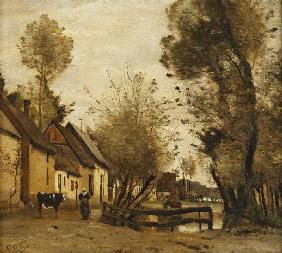 Flesselles, Straße mit Bauer und Kuh (Flesselles, une Rue avec une Paysanne et sa Vache) Um 1862-65