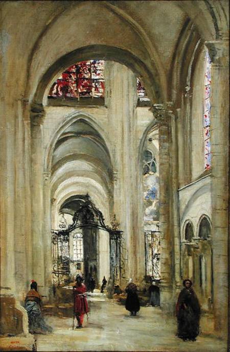 Interior of the Cathedral of St. Etienne, Sens von Jean-Baptiste Camille Corot