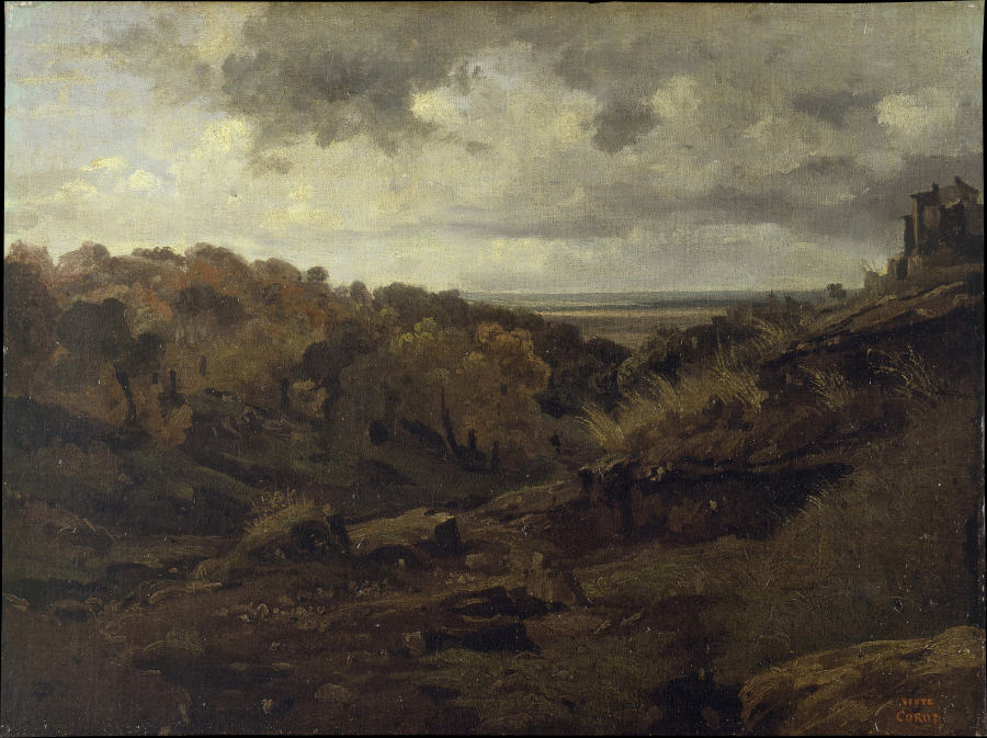 Italienische Herbstlandschaft bei Marino von Jean-Baptiste Camille Corot
