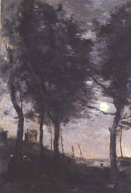 Moonlight by the sea von Jean-Baptiste Camille Corot