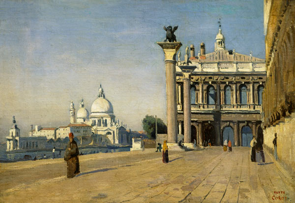 Morgens auf dem Markus-Platz in Venedig. von Jean-Baptiste Camille Corot