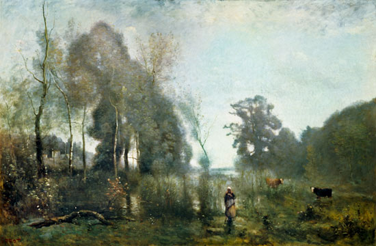 The pond at Ville d'Avray von Jean-Baptiste Camille Corot